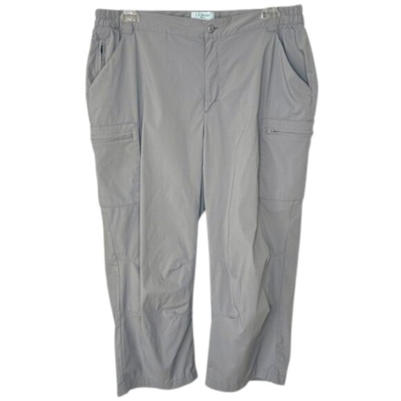 LL Bean Tropicwear Cargo Capris Quick Dry - Frost Gray - L - Picture 1 of 8